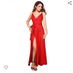 Red, Wrap, Maxi Dress